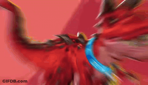 Red Dragon Flying With Blue Ribbon GIF
