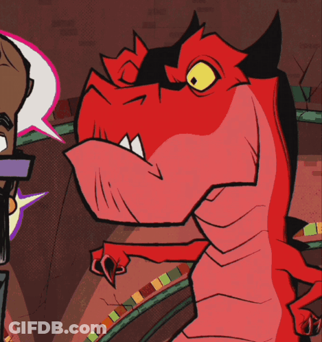Red Dragon Talking To Man With Glasses GIF