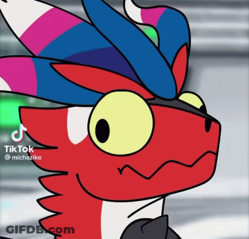 Red Dragon With Colorful Hat And TikTok Logo GIF