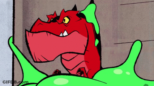 Red Dragon With Green Tail GIF