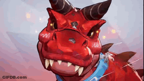 Red Dragon With Horns And Blue Collar GIF