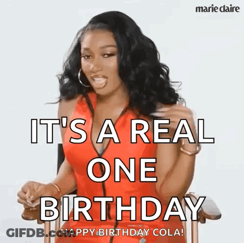 Red Dress Woman Saying Real One Birthday Cola GIF