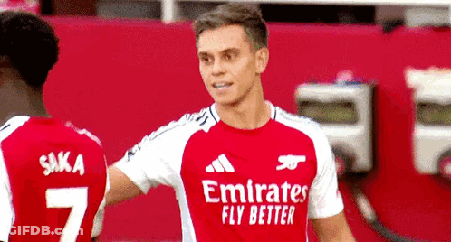Red Emirates Fly Better Jersey Player With Teammate GIF