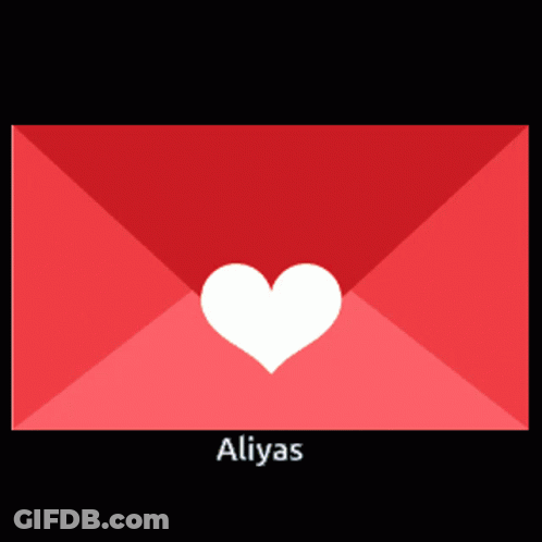 Red Envelope With White Heart And Name Aliyas GIF