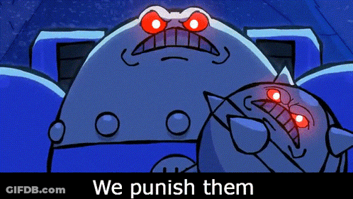 Red Eyed Cartoon Saying We Punish Them GIF