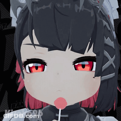 Red-Eyed Girl Lollipop In Mouth Saying Kick GIF