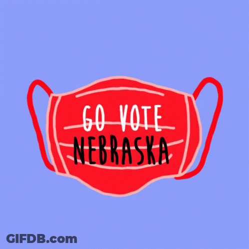 Red Face Mask Saying Go Vote Nebraska GIF