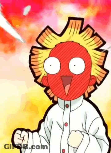 Red Faced Cartoon Character With Yellow Hair Raising Fist GIF
