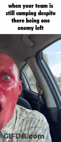 Red-Faced Man Saying Team Camping Despite Enemy GIF