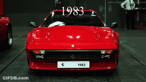 Red Ferrari 1984 In Showroom GIF