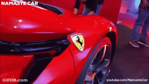 Red Ferrari With Namaste Car GIF