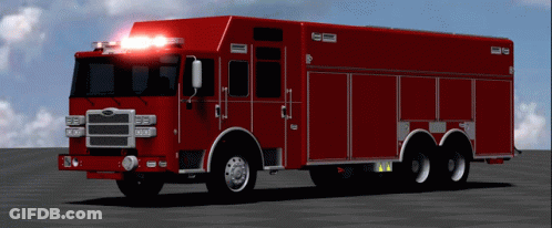 Red Fire Truck With Ford Logo GIF