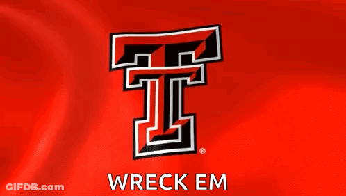 Red Flag With Black And White Texas Tech Logo GIF