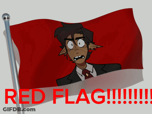 Red Flag With Red Flag Text And Man In Suit GIF