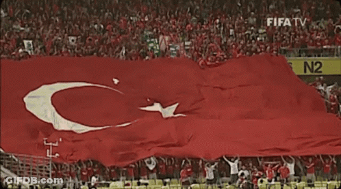 Red Flag With White C And Star In Front Of FIFA TV N2 Sign GIF