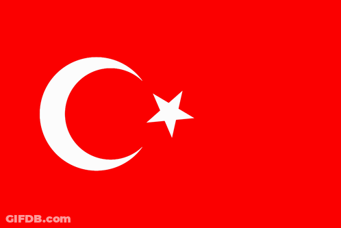 Red Flag With White Crescent Moon And Star GIF