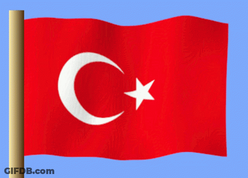 Red Flag With White Crescent Moon And Star GIF