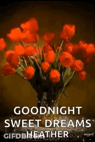 Red Flower Bouquet With Goodnight Message GIF