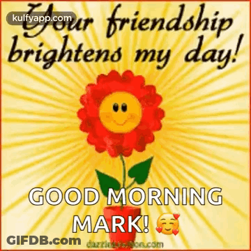 Red Flower Smiley Face Your Friendship Brightens My Day Good Morning Mark GIF