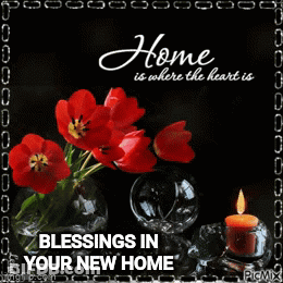 Red Flowers And Candle Blessings In Your New Home GIF