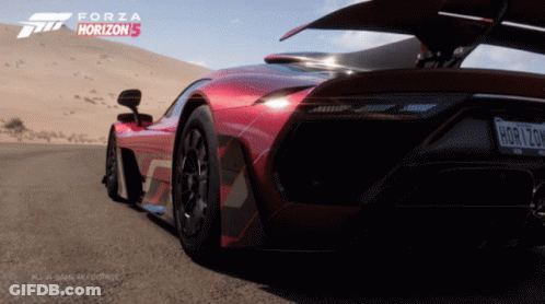 Red Forza Horizon Car Driving Down Road GIF