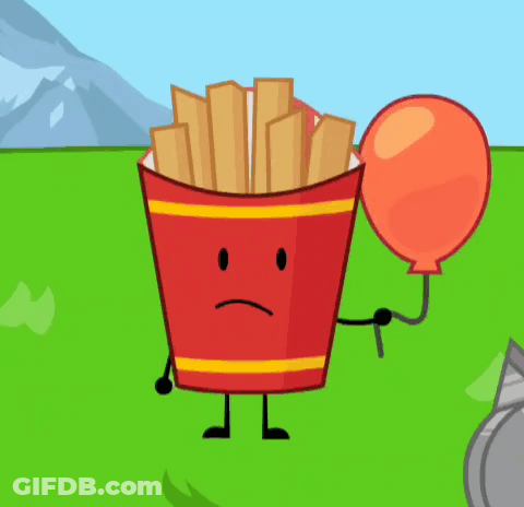 Red Fries Bucket Holding Balloon GIF