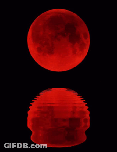Red Full Moon Reflecting In Water GIF