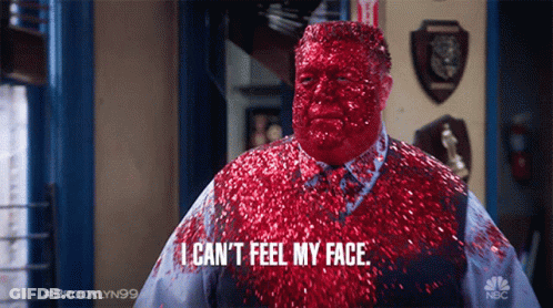 Red Glitter Man I Can't Feel My Face GIF