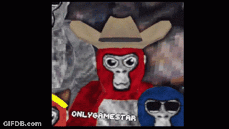 Red Gorilla Tag With Cowboy Hat GIF