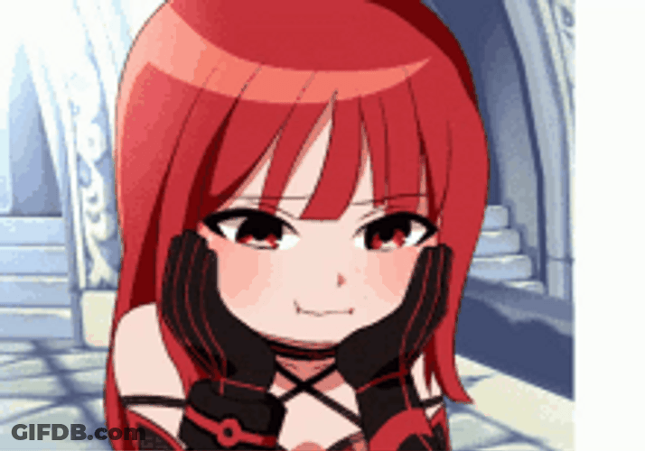 Red Hair Anime Blush Elesis Crimson Avenger GIF