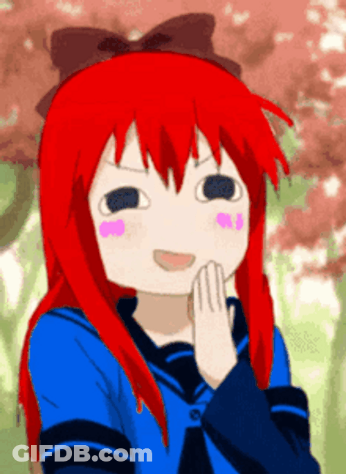 Red Hair Anime Student Girl Art Laughing GIF