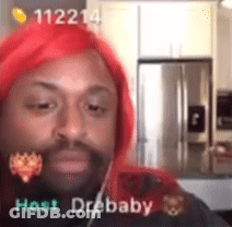 Red Hair Beard Man In Red Wig And Earrings Says Host Drebaby GIF