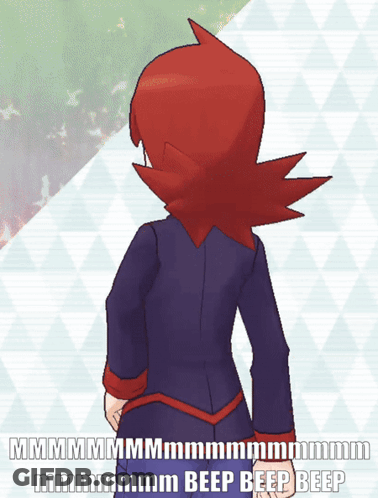 Red Hair Black Jacket Character Saying Beep Beep Beep GIF