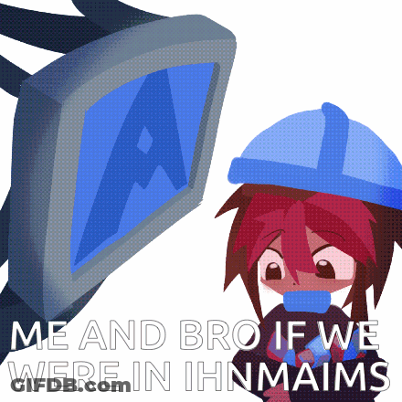 Red Hair Blue Hat Saying Me And Bro If We Were In Ihnmaims GIF
