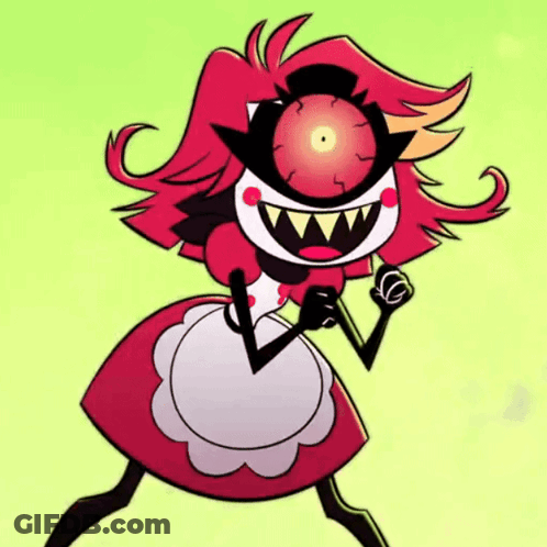 Red Hair Cartoon Character In Red Dress And Apron GIF