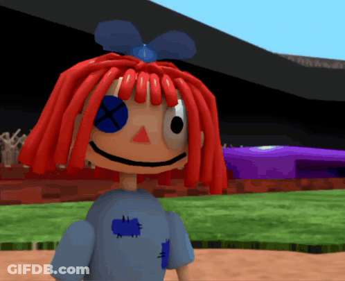 Red Hair Cartoon Character With Blue Eye GIF