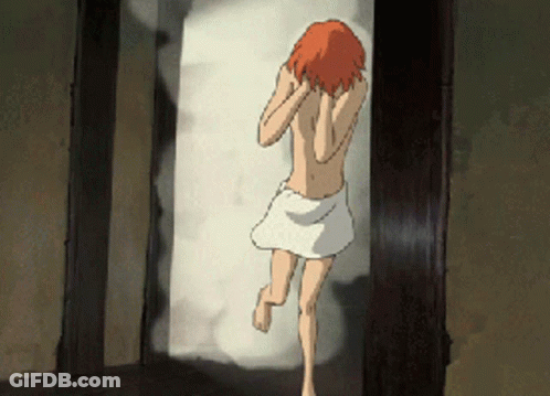 Red Hair Cartoon Character With Towel GIF