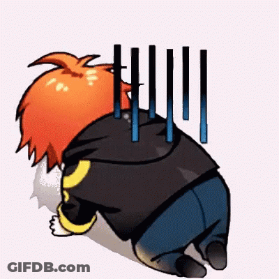 Red Hair Cartoon Kneeling In Hoodie GIF