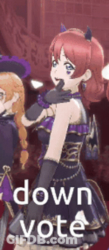Red Hair Girl Standing Next To Another Down Vote GIF