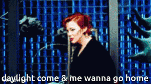 Red Hair Woman In Front Of Blue Wall Daylight Come & Me Wanna Go Home GIF