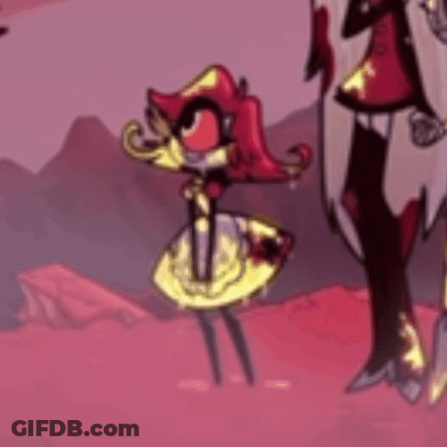 Red Hair Yellow Dress Cartoon Character Standing Next To Another GIF