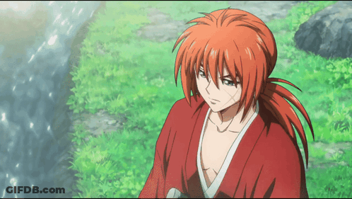 Red Haired Anime Character On Grass GIF