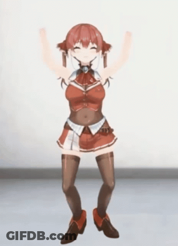 Red Haired Anime Girl Dancing With Arms Up GIF