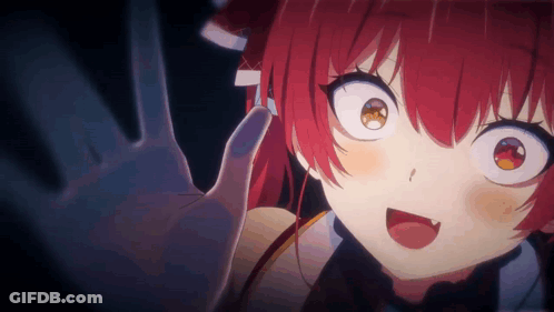 Red Haired Anime Girl With Big Eyes Close Up GIF