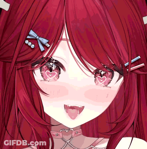 Red Haired Anime Girl With Heart In Eye GIF