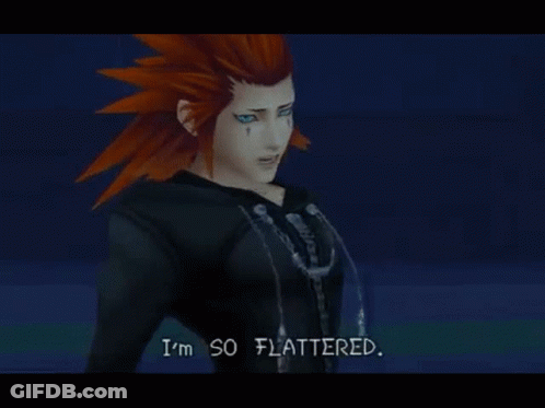 Red-Haired Blue-Eyed Video Game Character Says I'm So Flattered GIF