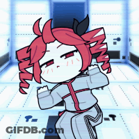 Red-Haired Cartoon Character Dancing With T On Floor GIF