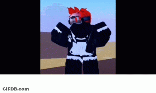 Red-Haired Cartoon Character Holding Gun With Mask GIF