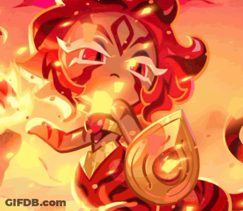 Red-Haired Cartoon Character Holding Shield GIF