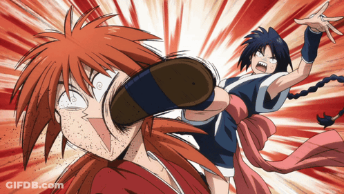 Red-Haired Cartoon Character Kicking Another GIF